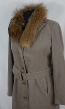 CARMEN CHARLOTT Luxus Woll Mantel ECHT PELZKRAGEN mit Gürtel Größe 40/42 TOP!