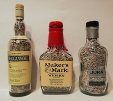 1x Flasche m. Banknoten Geld Euro geschreddert m. Bundesbank Geldsack - Geschenk