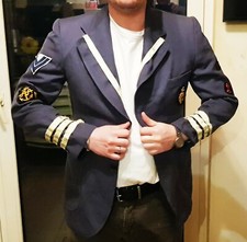 Marine Uniform Jacke Größe M Ankerzeichen Blau Weiß Seemannsjacke RAR RARITÄT