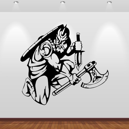 Wandtattoo wikinger mit axt - wandtattoo,