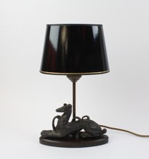 Tischlampe mit antiker Hunde-Bronze (A255 I14)