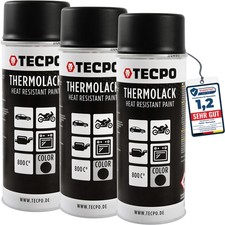 TECPO AUSPUFFLACK 800°C THERMOLACK 3x400ml OFENLACK HITZEBESTÄNDIG SCHWARZ MATT
