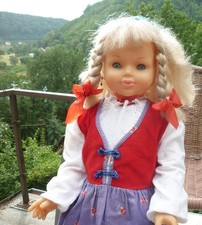 Effe Puppe wunderschön blond Schlafaugen 88cm mit Kleid Vinyl