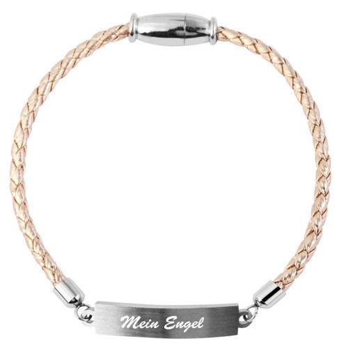 Gravur leder armband gold - gravur,