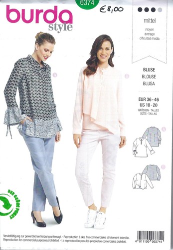 Burda schnittmuster 6374 bluse - 6374,