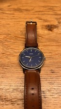 Fossil The Minimalist 44mm Edelstahlgehäuse mit Braunem Lederarmband Armbanduhr 