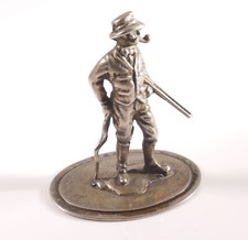Silberfigur Figur Miniatur Niederlande Silber Jäger mit Gewehr Pfeife und Stock