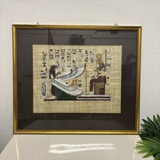 Papyrusbild Ägypten alt Göttin Isis Flügel gerahmt groß Antiquität Rarität Kunst