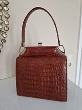 braune Damen Krokodil Handtasche Leder Vintage