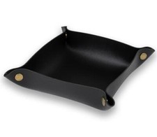 Lederschale, Tablett aus Kunstleder | Schwarz | 15 x15 cm | Taschenleerer