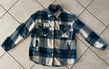Flanell Hemd Jacke Holzfäller Petrol/Weiß Karo Dickes Material Gr. S selten getr