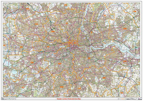 Greater london postcodes map - london,