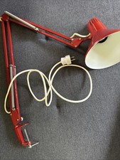 Vintage Dekorative Architektenlampe Schreibtischlampe Klemmlampe Rot 70er