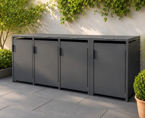 Mülltonnenbox anthrazit 4er - mülltonnenbox, 1-4er