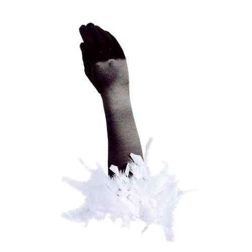 Satin handschuhe federn - satin,