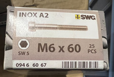 Edelstahl Gewindeschrauben Innensechskant M6x60mm 25Stück rostfrei / XO1Blau4