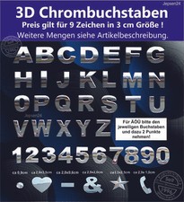 9 Stück 3D Chrombuchstaben
