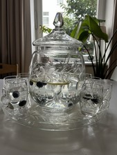 Vintage Bowle-Set aus Glas –