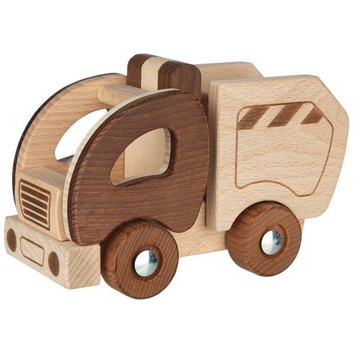 Holzauto müllwagen goki 55889 - müllwagen,