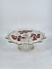 Vintage Tortenplatte Kuchenplatte auf Fuß Blumen Walther Kristall Landhausstil