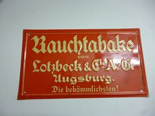 Rauchtabake von Lotzbeck & Cie AG Augsburg Orig. altes Blechschild 1930er Jahre 