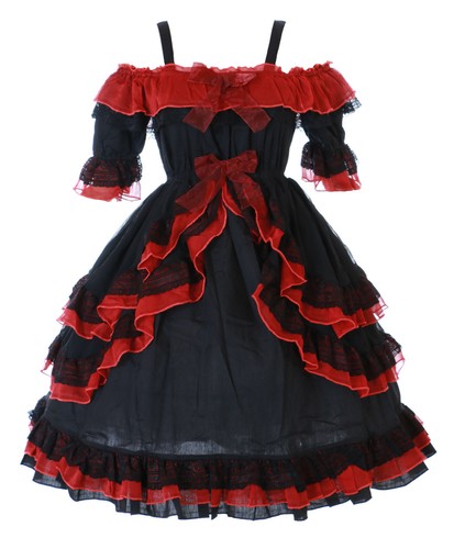 695 rot schwarz rüschen - jl-695,
