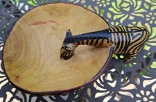 Holz Snack Schale m. Zebra alt Handarbeit aus Süd Afrika Unikat  Ø 11 cm L 17 cm