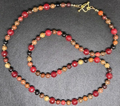 Jade mixed wood perlen - +,