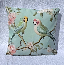 Kissenbezug Dekokissen  40x40 cm  Blumen Vogel Motiv  Wellensittich romantisch