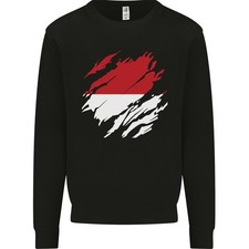 Zerrissen Indonesien Flagge Indonesische Tag Fußball Herren Sweatshirt Pullover