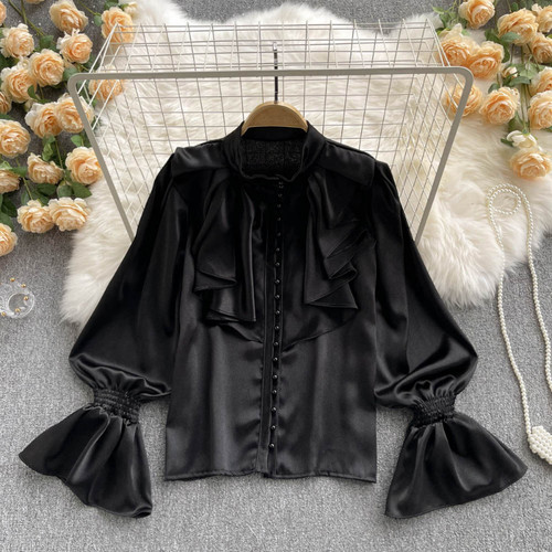 Damen rüschen bluse hemd - bluse,
