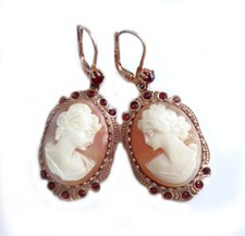 Gemmen Granat Ohrringe Brisur 925er-Silber rosévergoldet m.i. Germany +  STG3o