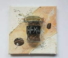 Wandbild, 3D Bild, echte Bohnen, Unikat, 20 x 20 cm, auf Leinwand, Kaffee