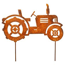 Edelrost Gartenstecker Traktor