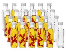 24 leere Glasflaschen Flaschen Maraska 250ml & ETIKETTEN zum Beschriften Silber