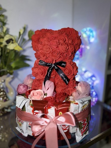 Rosenbär teddybär mit led - rosenbär,