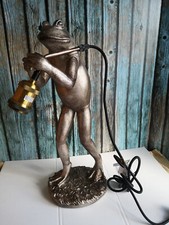 Tierlampe Frosch 48 cm silberbronze Tisch Lampe Deko Nachttischlampe 6LMP737 OVP