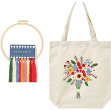 Stickset für Anfänger Kreuzstich Tasche DIY Blumenmuster Anleitungsset Geschenk