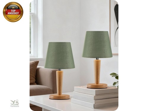 Nachttischlampe aus holz 2er - nachttischlampe,