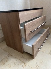 Designer Badmöbel für kleine Bäder, Eiche Hell mit schwarzem Waschbecken 60cm