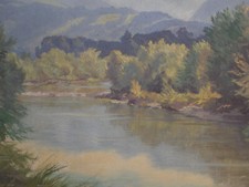 Karl Maria  Lechner Maler schöne Landschaft Ölbild Holzplatte Bad Reichenhall