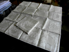 2 Jugendstil  Servietten Leinen Damast florales Muster 59/60 cm NEU