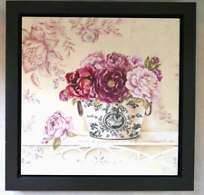 Bild Pfingstrosen rosa pink Topf Rahmen braun quadratisch 35x35 cm