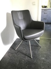 WK wohnen - Armlehnstuhl WK 722 drehbar - Leder dunkelgrau