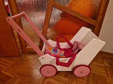 stabiler Puppenwagen Lauflernwagen Holz Holzwagen