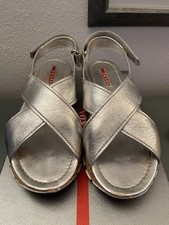 Prada Linea Rossa Sandalen, Silber, Gr. 39 1/2