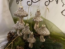 6erSet Baumschmuck Weihnachtspilze Pilz Christbaumschmuck Glas Gold Weihnachten