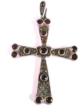 Anhänger Kreuz Silber 925 mit Granat, 6,65 g