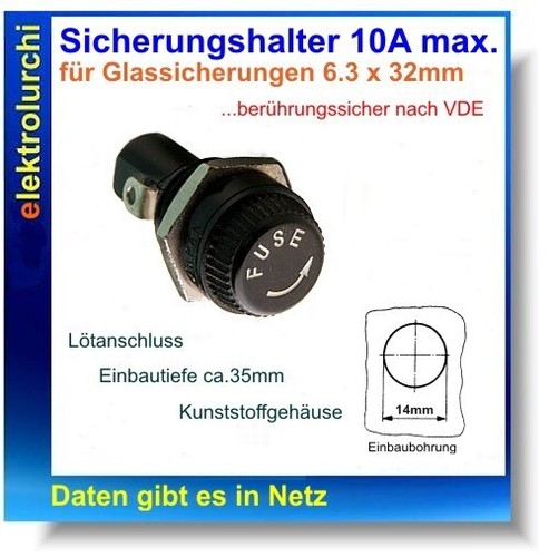 Einbau sicherungshalter x - 6,3,