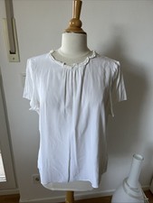 Boden Damen Kurzarm Bluse Shirt Weiß Größe UK 18, US 14